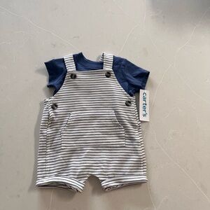 Carter's Navy and White Striped Baby Romper